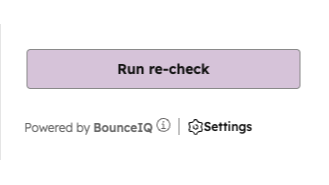The BounceIQ CRM card with the "Recheck" button highlighted.